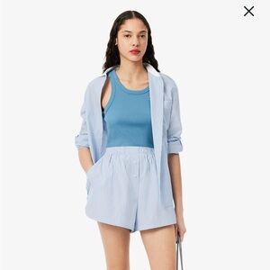 Lacoste Women’s Relaxed Fit Cotton Poplin Striped Blue Boxer Short 6/38